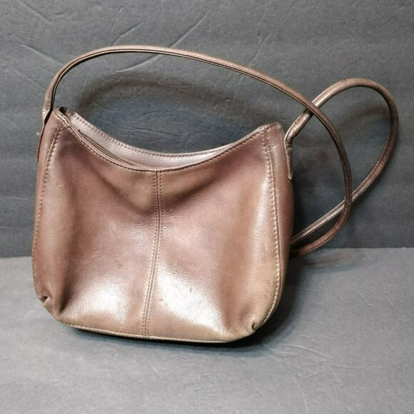 Fossil Leather Crossbody Bag With Key Charm Zippered Pockets, Small Brown Purse - Picture 2 of 9